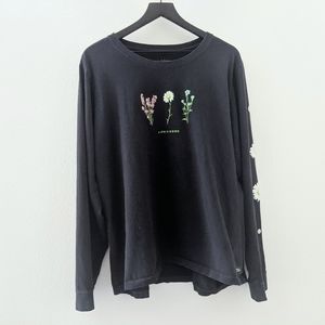 XXXL Life Is Good Long Sleeve Black Flower T-shirt
